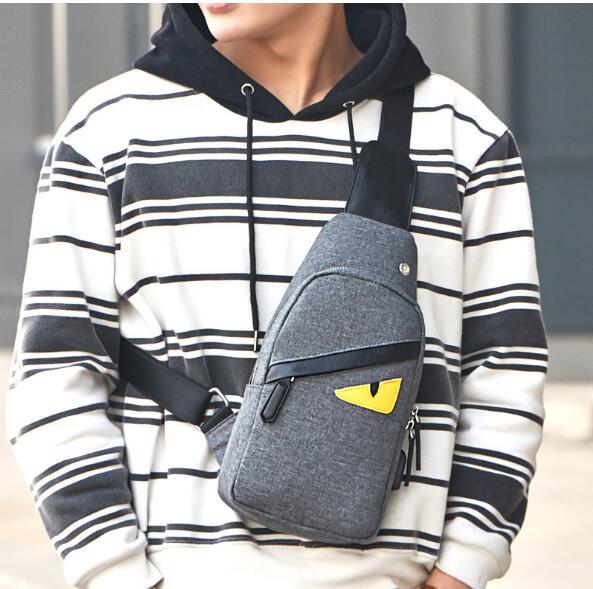 Little Monster Men's and Women's Zipper Contrast Casual Chest Bag Camouflage Oxford Cloth Shoulder Messenger Bag