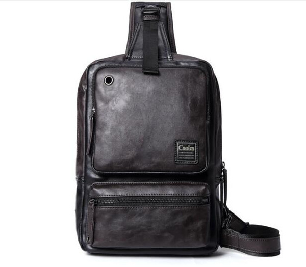 New fashion trend men's casual sports brand new leather Messenger bag office large capacity shoulder bag