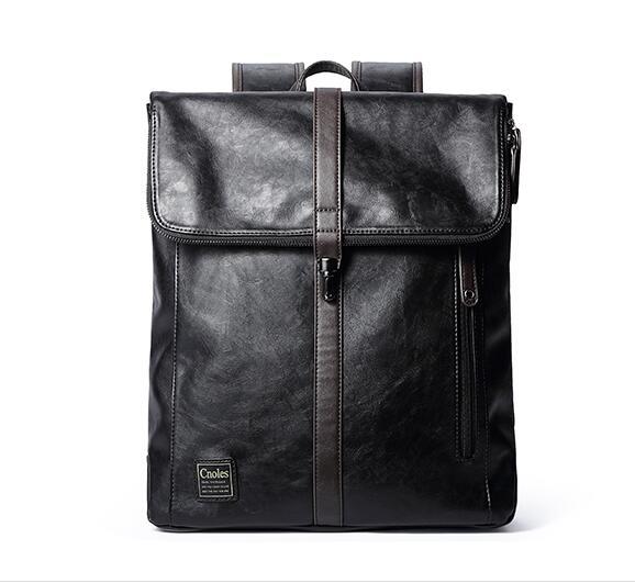 2018 new fashion trend new high quality men's leather PU backpack waterproof large capacity multi-function student backpack