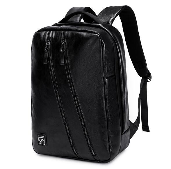 2018 new fashion travel casual business backpack high quality waterproof zipper soft face new leather black backpack