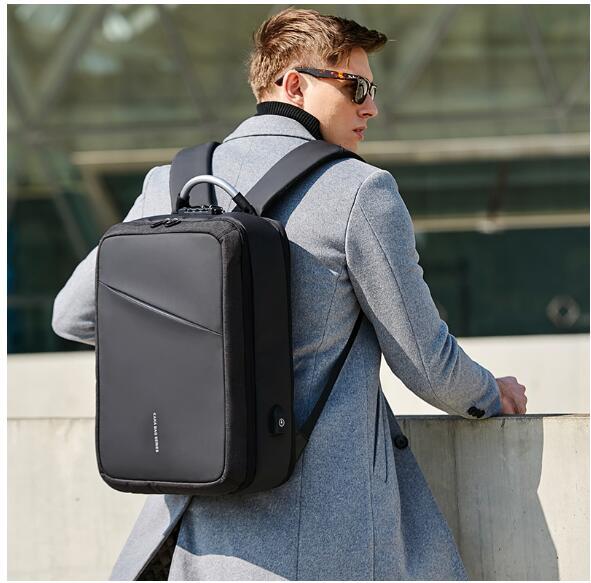 2018 new fashion trend men's laptop bag business leisure travel multi-function large capacity Oxford spinning backpack