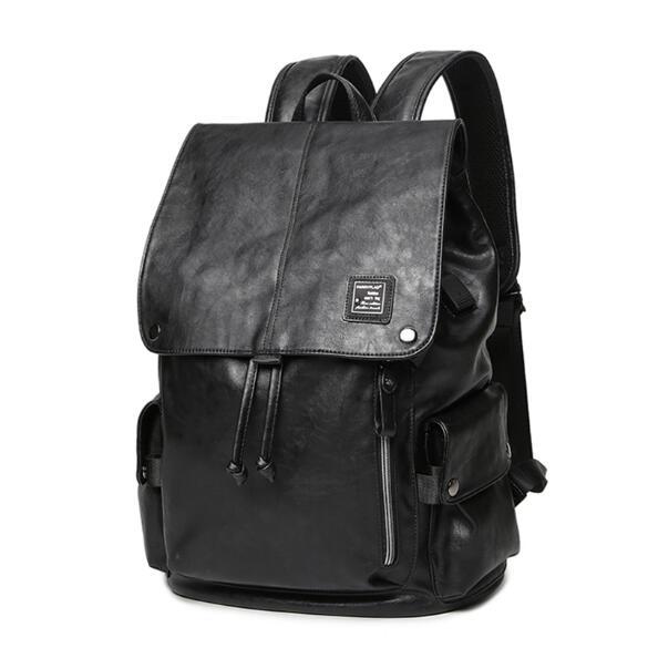 2018 new casual fashion student bag men's large-capacity leather waterproof double shoulder strap computer travel bag