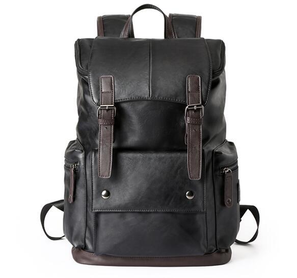 2018 new fashion trend men's backpack leisure travel large capacity leather waterproof wear new high quality backpack