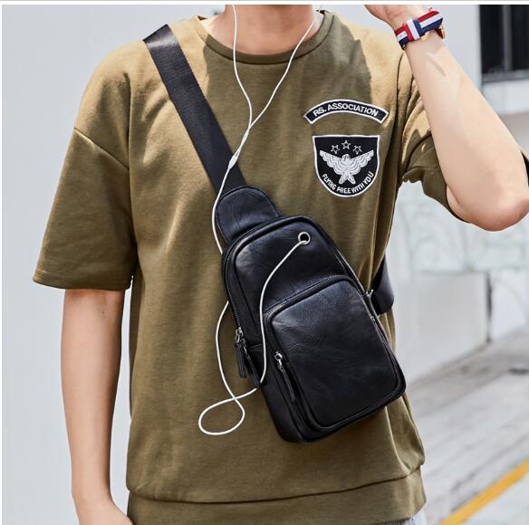 New fashion hip hop men and women Messenger bag outdoor shoulder small backpack multi-function leather pockets