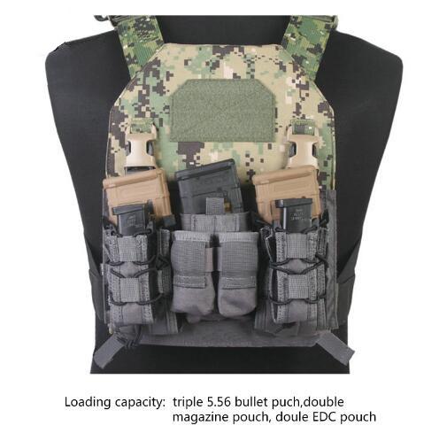 Emerson tactical 9mm 5.56 Magazine Pouch Mag Pouch Hook and Loop Modular Assaulters Panel for Plate Carrier Triple Open Top 1 inch Buckle