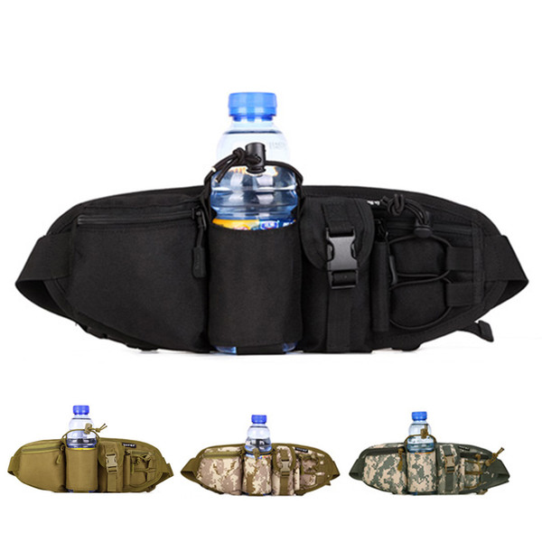 Tactical Fanny Pack Waist Bag With Water Bottle Holder Waterproof Hip Belt Bag Pouch for Hiking Climbing