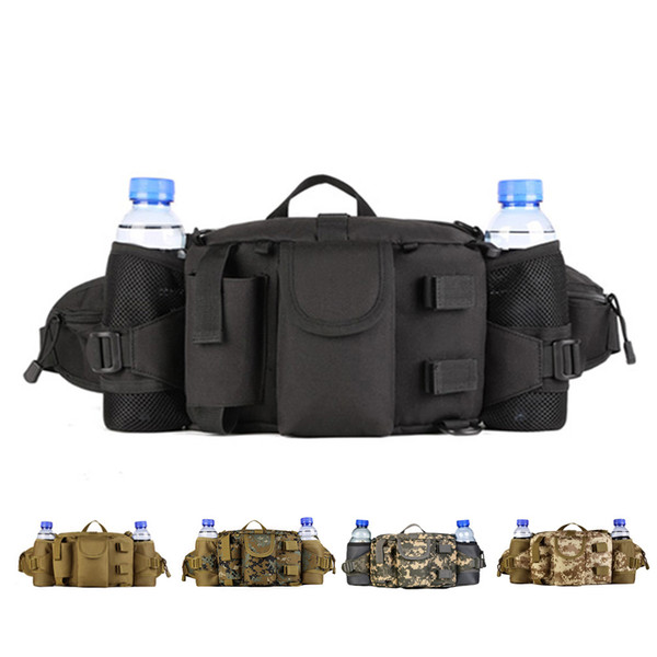 Tactical Waist Pack Bag With Water Bottle Pocket Holder Fanny Packs Waterproof Hip Belt Bag Pouch for Hunting Camping Trekking