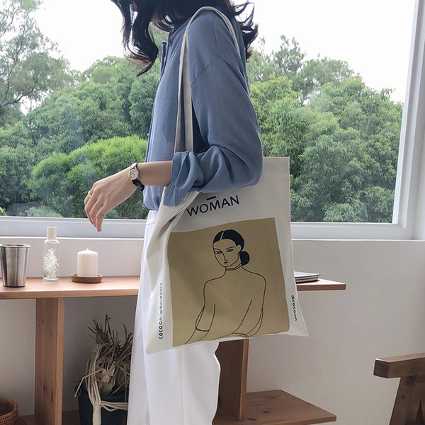 2018 Womne Simple Canvas Bag Fashion Girl Shoulder Bag Student Head Bag Ladies Casual Outdoor Bags