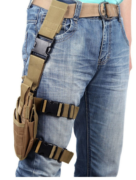 FIRECLUB Outdoor Hunting Tactical Puttee Thigh Leg Pistol Gun Holster Pouch Wrap-around Bag Khaki