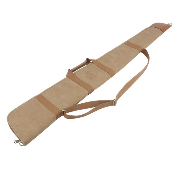 TOURBON Canvas and Bonded Leather Soft Padded Hunting Gun Carrying Bag Slip Shotgun Case Brown