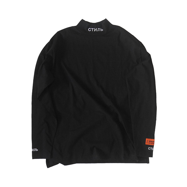 HERON PRESTON Letter Embroidered Half Turtleneck Bottoming Shirt Long Sleeve Sweater Men's and Women's Cotton Sweatshirt