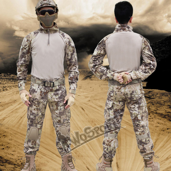 Quality CS Tactical jacket set paintball battle frog combat uniform tactical pant with knee pads camouflage hunting clothes