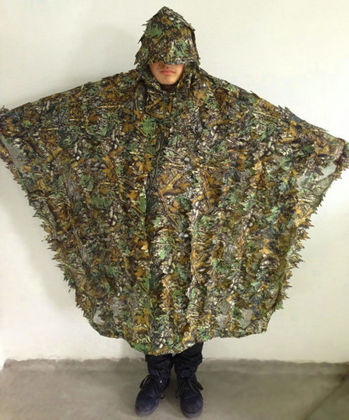 tactical Super Camo 3D maple Bionic Leaf Ghillie Suits Camouflage Ghillie Suit Yowie sniper Manteau Set Woodland Poncho Jungle Train Hunting