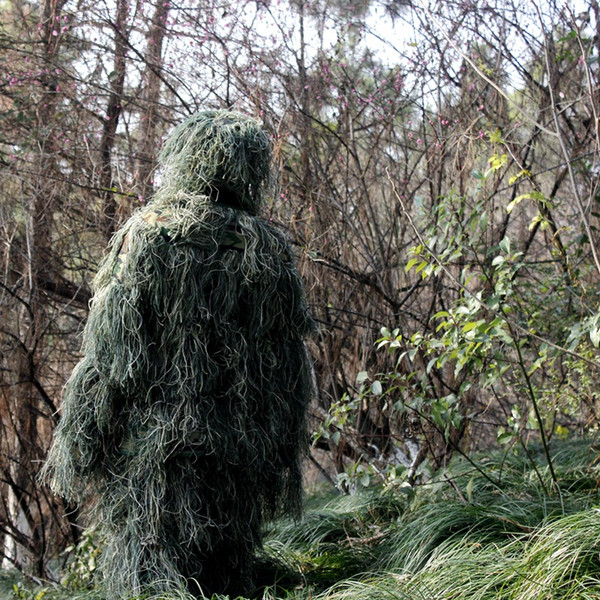 Camouflage Hunting CAMO JUNLGE 5 PCS GHILLIE YOWIE SNIPER TACTICAL CAMOUFLAGE SUIT ghillie suit Camouflage Clothing