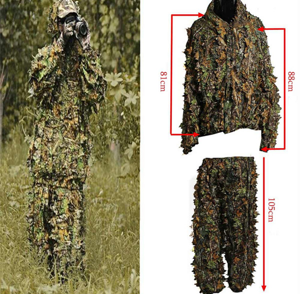 Breathable 3D Camouflage Suits Woodland Clothes Tactical Bionic Ghillie Suit for Army shooting Sniper Poncho Manteau Hunting Clothing