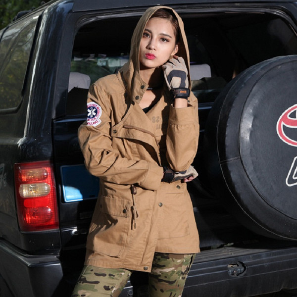 Women Outdoor Spring Trench Tactical Hunting Jacket 100% Cotton Female Urban Coat