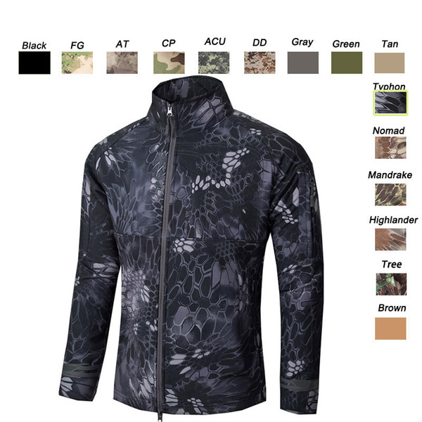 Outdoor Clothes Woodland Hunting Shooting Tactical Camo Coat Combat Clothing Camouflage Windbreaker Softshell Outdoor Jacket SO05-200