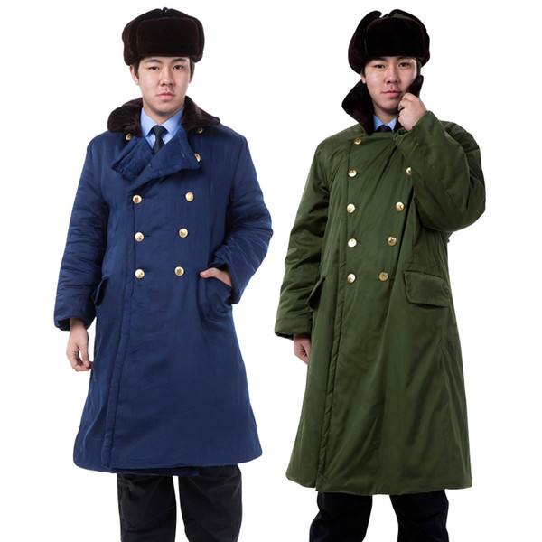 Coat male winter thick long section green cotton jacket security winter clothing camouflage cotton coat female