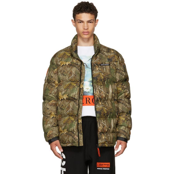 17FW Heron Preston Insignia Forest Deciduous Tree Branches Camouflage Down Jacket Thick Warm Men Women High Street Outerwear HFYTYRF016