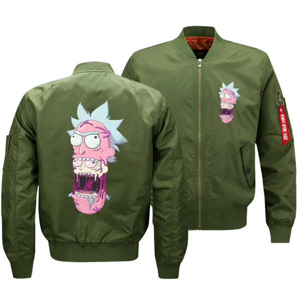 Rick and Morty top Unisex Coat Plus Size Men Clothes Top Flight Anime Men's Casual Fly jacket Coat Casual Jackets O Neck SIZE:S-5XL