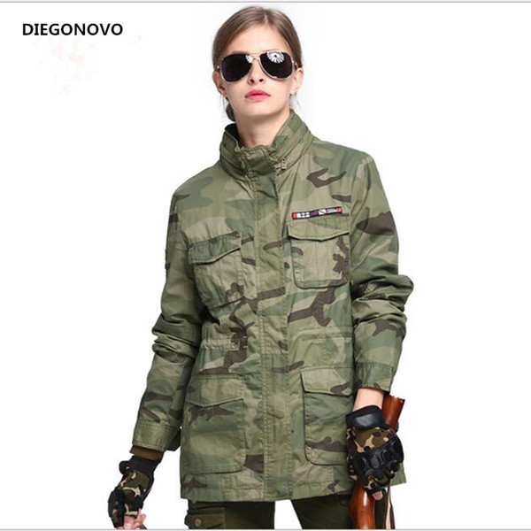 New 2018 Pattern Bomber Tactical Jacket Women Autumn Casual Ladies Coat Army Fashion Camouflage Jacket Outerwear & Coats