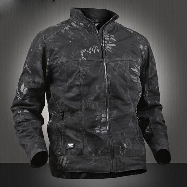 2017 Autumn Style Army Camouflage Outerwear Tactical Stand Collar Waterproof Windbreaker Tactical Jackets Coat Free Shipping