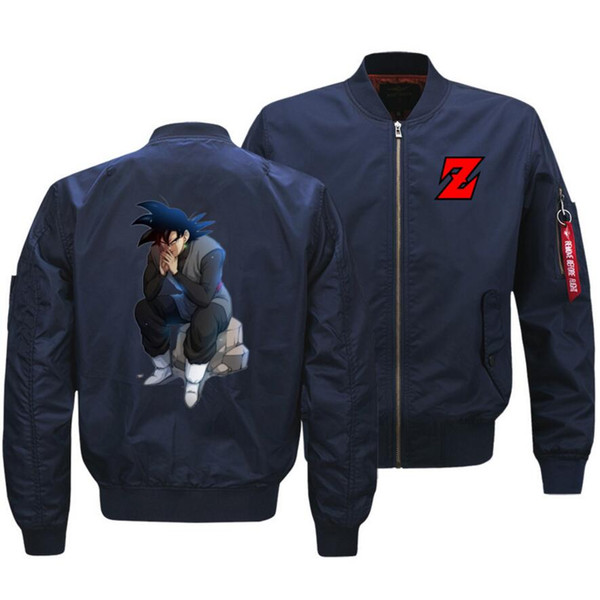 Dragon Ball Flight Flying Anime Thickening Coats Men Coats O Neck HIP HOP Flight Flying Wind & Dust Men's Casual Coat Jacket