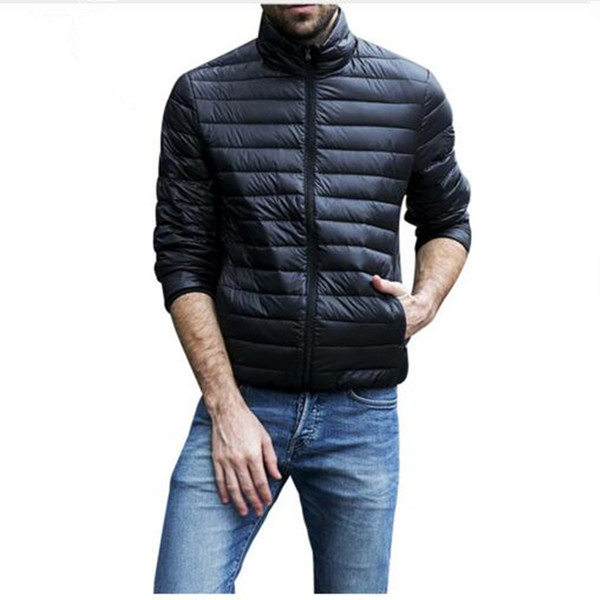 Autumn Winter Jacket Men 2016 New Couples Thin Coats 90% Duck Down Ultra-light Slim Stand-Collar Cotton-Padded Solid Parkas X353