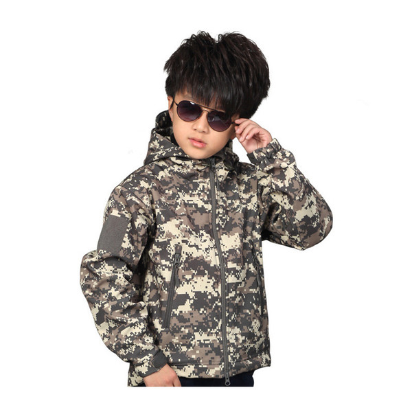 Outdoor Hunting Shooting Tactical Camo Coat Combat Clothing Camouflage Softshell Windbreaker Children Softshell Outdoor Jacket SO05-210