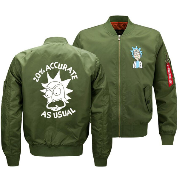 Rick and Morty Unisex Coat Top Flight Wind & Dust Coat O Neck Overcoat Men's Casual Flight Flying Jacket HIP HOP Flight Flying Jacket