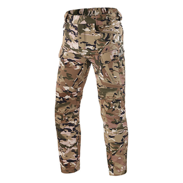 ESDY Outdoors New Pattern Ix7 Tactic Pants Increase Velvet Soft Shell Camouflage Charge Pants