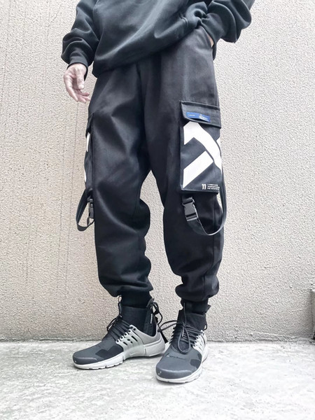 18FW 11BY BBS Dark Three-dimensional Men Pocket Pants Overalls Straps Easy Receiving The Foot Loose Pants HFWPKZ002