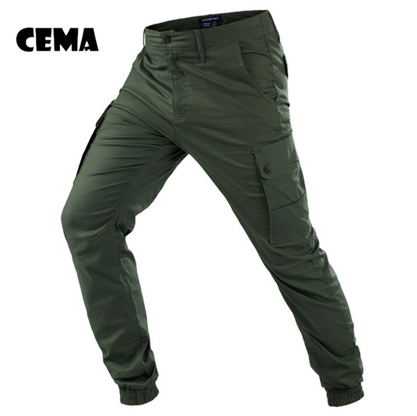 CEMA 100% Cotton Man City Tactical Pants Regular Trousers Elastic Trunks Army Green Outdoor men's Casual pants