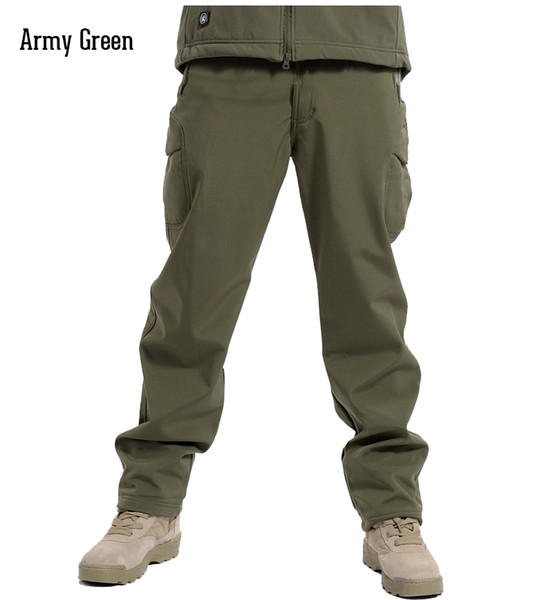 Full Length Shark Skin Trouser Tactical Camouflage Soft Shell long Pants Windproof Waterproof Warm Camo Paintball Army Fleece Pants