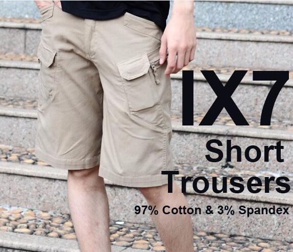 Summer Short Overalls IX7 Tactical Pants Sports Army Combat Training Cotton Knee Length Trousers Large Elasticity Multi Pockets Short Pants