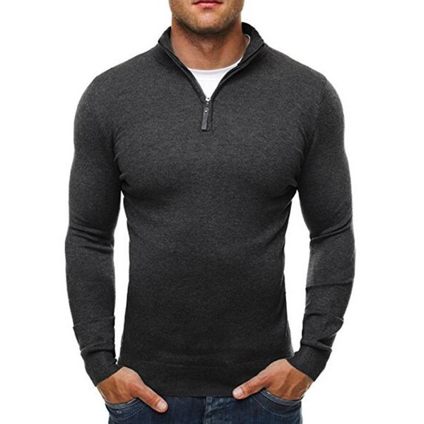 Sweater Pullover Men 2017 Male Fashion Casual Slim Tactical Sweaters Classic Zipper High Collar Simple Solid Color Men Polo Sweater XXXL