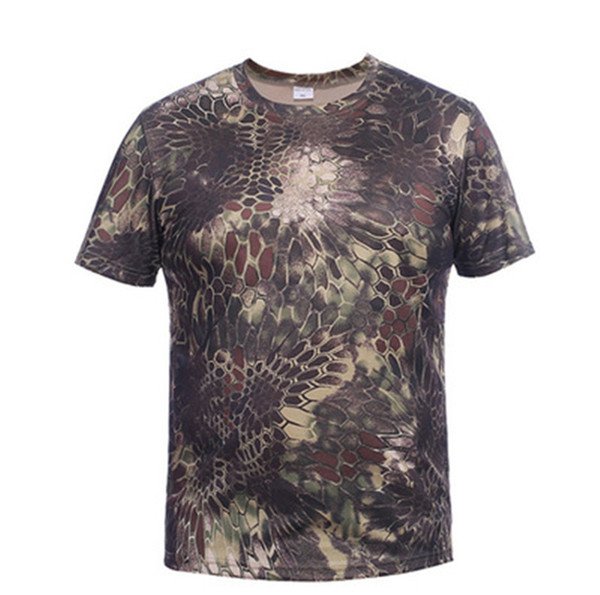 Outdoor Hunting Camouflage T-shirt Men Breathable Army Tactical Combat T Shirt Dry Sport Camo Camp Tees