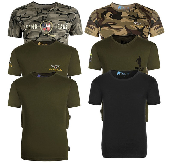 New Summer Camouflage Men T-shirt Casual Tactical Army Combat O Neck T Shirt Men Quick Dry Short Sleeve Camo Clothing 7 colors mk0432