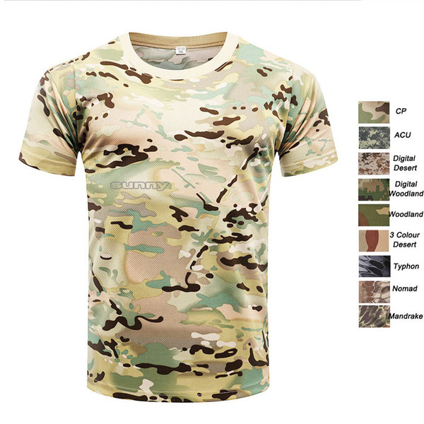 Outdoor Woodland Hunting Shooting Shirt Battle Dress Uniform Tactical BDU Army Combat Clothing Quick Dry Camouflage T-Shirt SO05-103