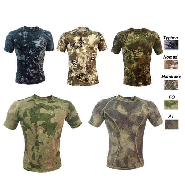 Outdoor Woodland Hunting Shooting Shirt Battle Dress Uniform Tactical BDU Army Combat Clothing High Elastic Camouflage T-Shirt SO05-101