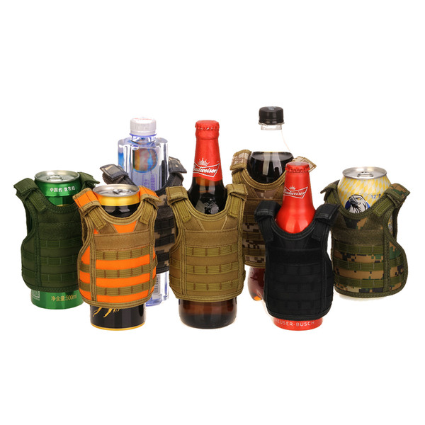 Tactical Beer Beverage Bottle Cooler Vest Molle Mini Hunting Vests Model Cup Sleeve Adjustable Shoulder Straps Beverage Coolers