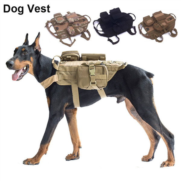 Tactical Multi-pockets Dog Vest Outdoor Dog Training Molle Vest Hunting Combat Harness Durable Adjustable Dog Multifunctional Vest