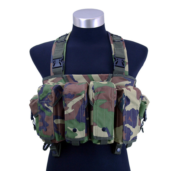 Wholesale High-quality hooded bellyband tactical vest CS Field operations tactical camouflage vest cartridge belt Walkie talkie bag