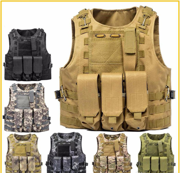 Airsoft Tactical Vest Molle Combat Assault Plate Carrier Tactical Vest 7 Colors CS Outdoor Riding Clothing Hunting Vest