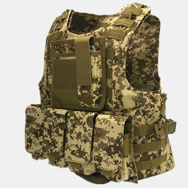 Camouflage Hunting Tactical Vest Wargame Body Molle Armor Hunting Vest CS Outdoor Equipment 6 colors Free Shipping