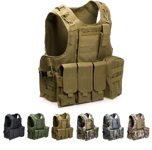 Airsoft Tactical Vest Molle Combat Assault Plate Carrier Tactical Vest 7 Colors CS Outdoor Clothing Hunting Vest Free Shipping