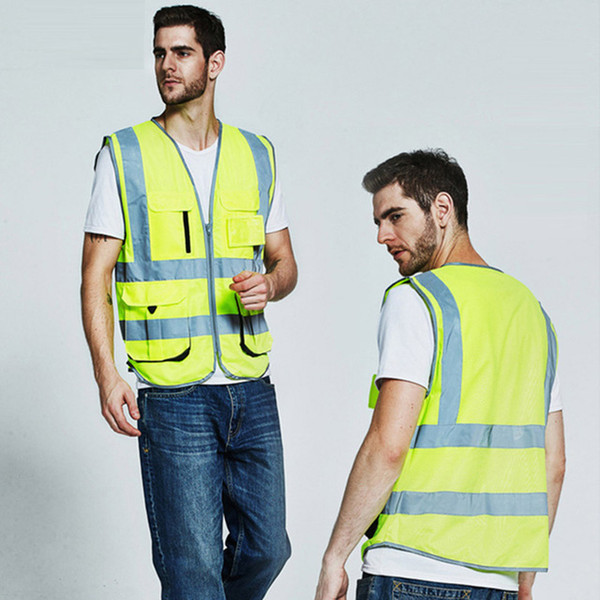 Reflective Vest Outdoor Riding Safety Sanitation Workers Clothing Traffic Car Vests High Visibility Fluorescent Yellow Coat