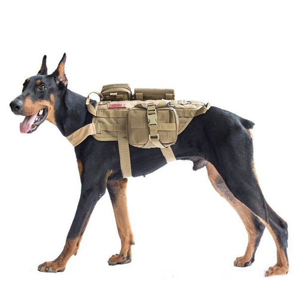 2019 Tactical Combat Dog Vest Suit Outdoor gear Large Dog Clothing Harness With Detachable Molle Pouches Training Vest Set 4 Colors M88F