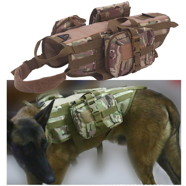 Outdoor Camouflage Plate Carrier Dog Clothes Load Jacket Gear Vest Tactical Dog Training Molle Vest with Pouches NO06-204