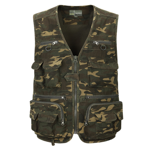 Army-specific tactical vest multi-pocket overalls summer outdoor bionic camouflage hunting vest shoulder camouflage vest men L-XXXXXL